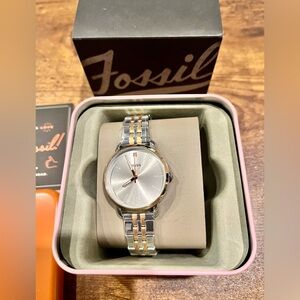 Fossil Two-Tone Silver and Gold Women's Bracelet Watch